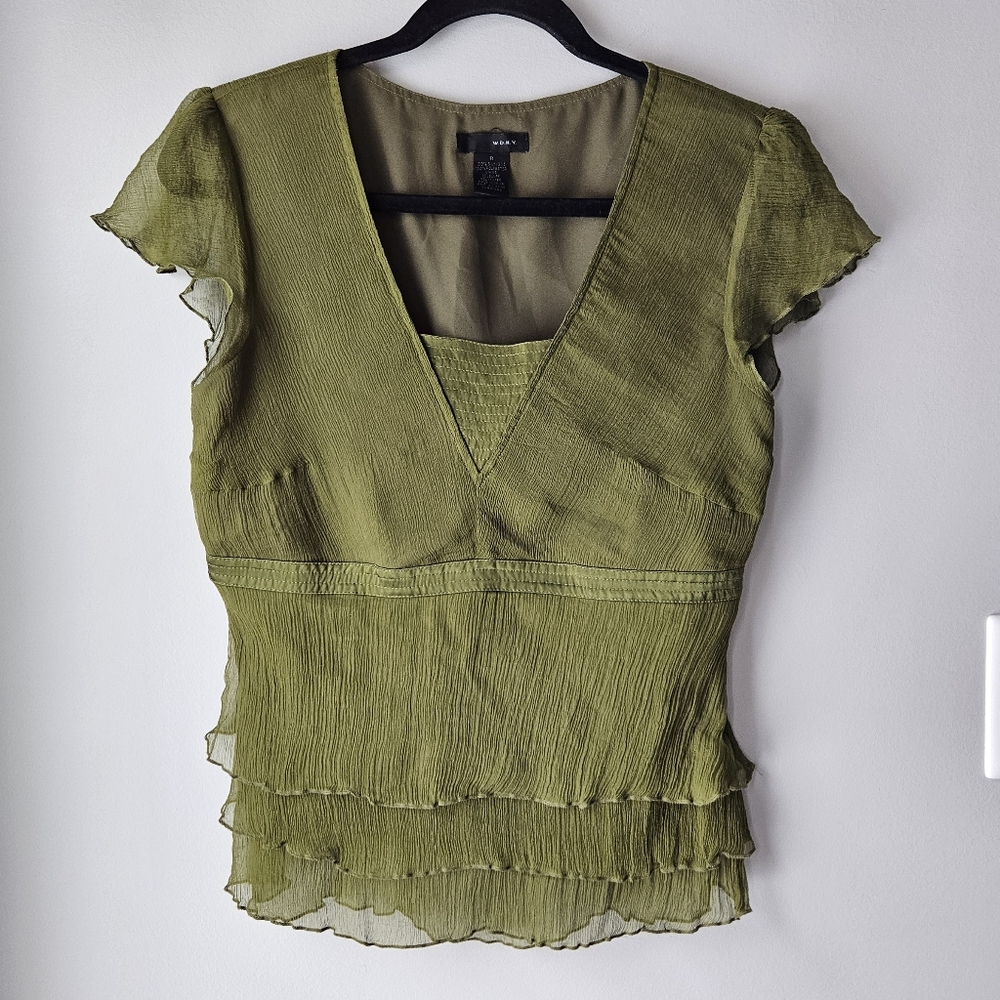 Silk Lettuce-hem Blouse